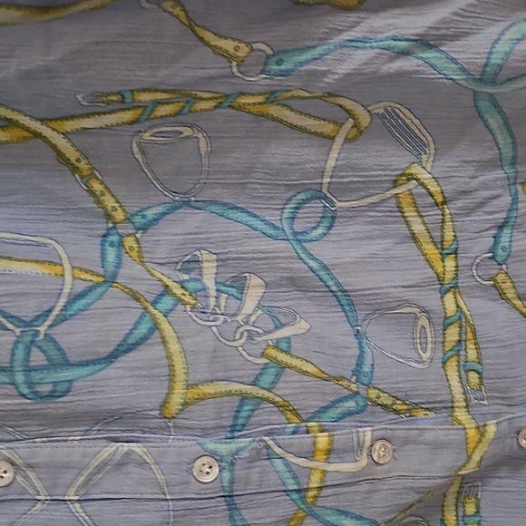 J. McLaughlin Blue Equestrian Long Sleeve Button-Down Shirt Size 10 - Picture 3 of 8